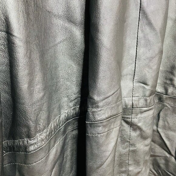 Mens Black Leather Coat  Haggar Size XL Heavy Winter Jacket u - Picture 7 of 12